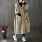Waterafstotende Oversized Trenchcoat Met Capuchon Voor Dames