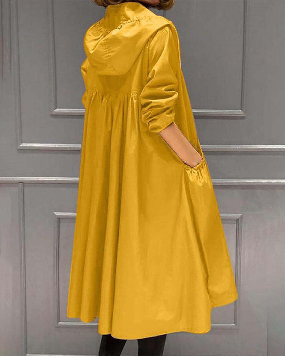 Waterdichte Lange Trenchcoat Met Capuchon Voor Herfst En Winter