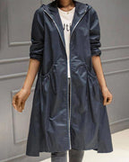 Waterdichte Lange Trenchcoat Met Capuchon Voor Herfst En Winter