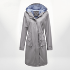 Waterdichte Over-Knie Trenchcoat Met Capuchon En Verstelbare Taille
