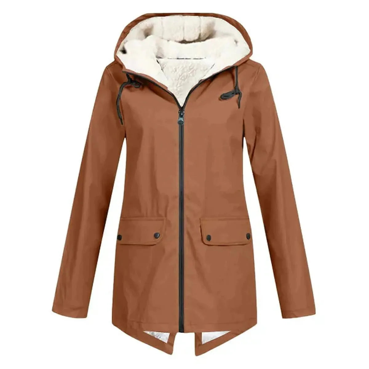 Waterdichte Trenchcoat Met Fleecevoering En Capuchon Voor Dames