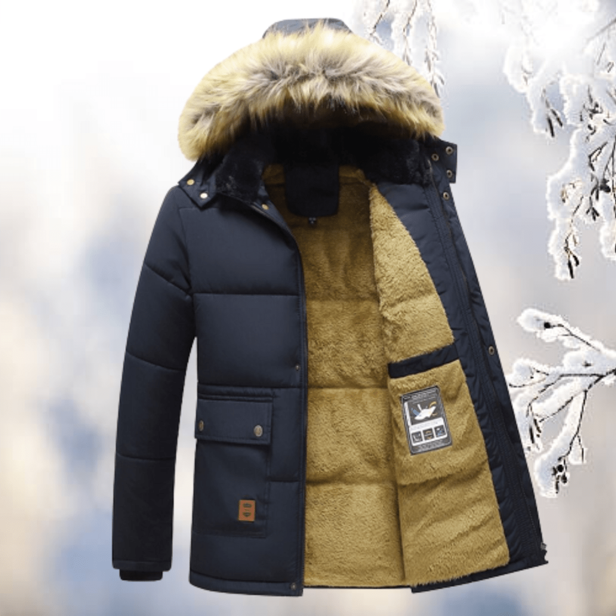 Winddichte Parka Met Bontkap Voor Koude Bescherming