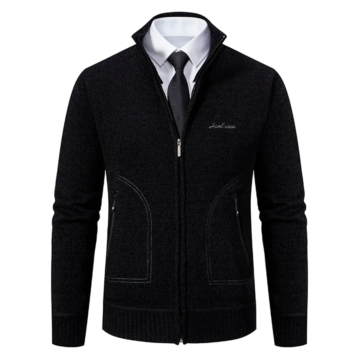 Wolblend Hoge Kraag Zip-Up Vest Voor Heren