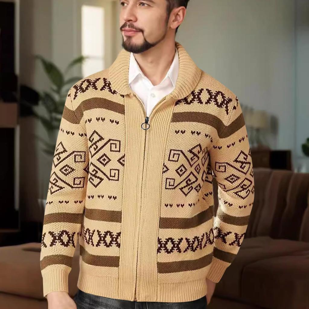 Wollen Gebreide Vest met Ritssluiting en Omgeslagen Kraag