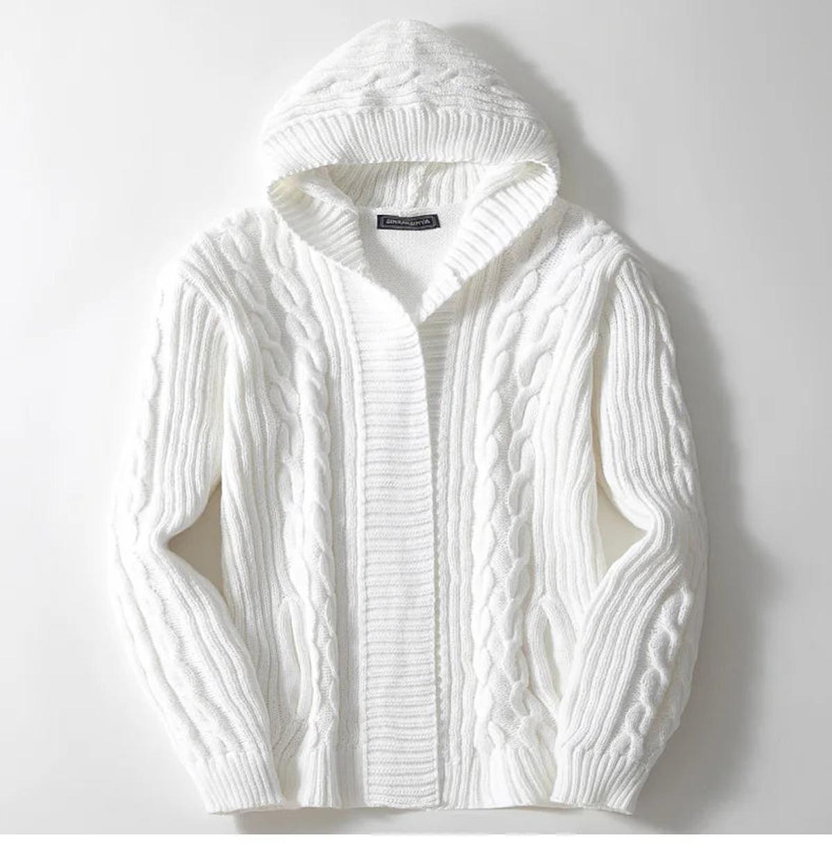 Wollen Kabelbrei Hoodie Vest voor Mannen