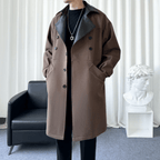 Wollen Mix Double-Breasted Lange Jas Voor Heren