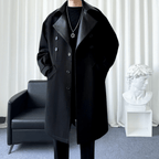 Wollen Mix Double-Breasted Lange Jas Voor Heren