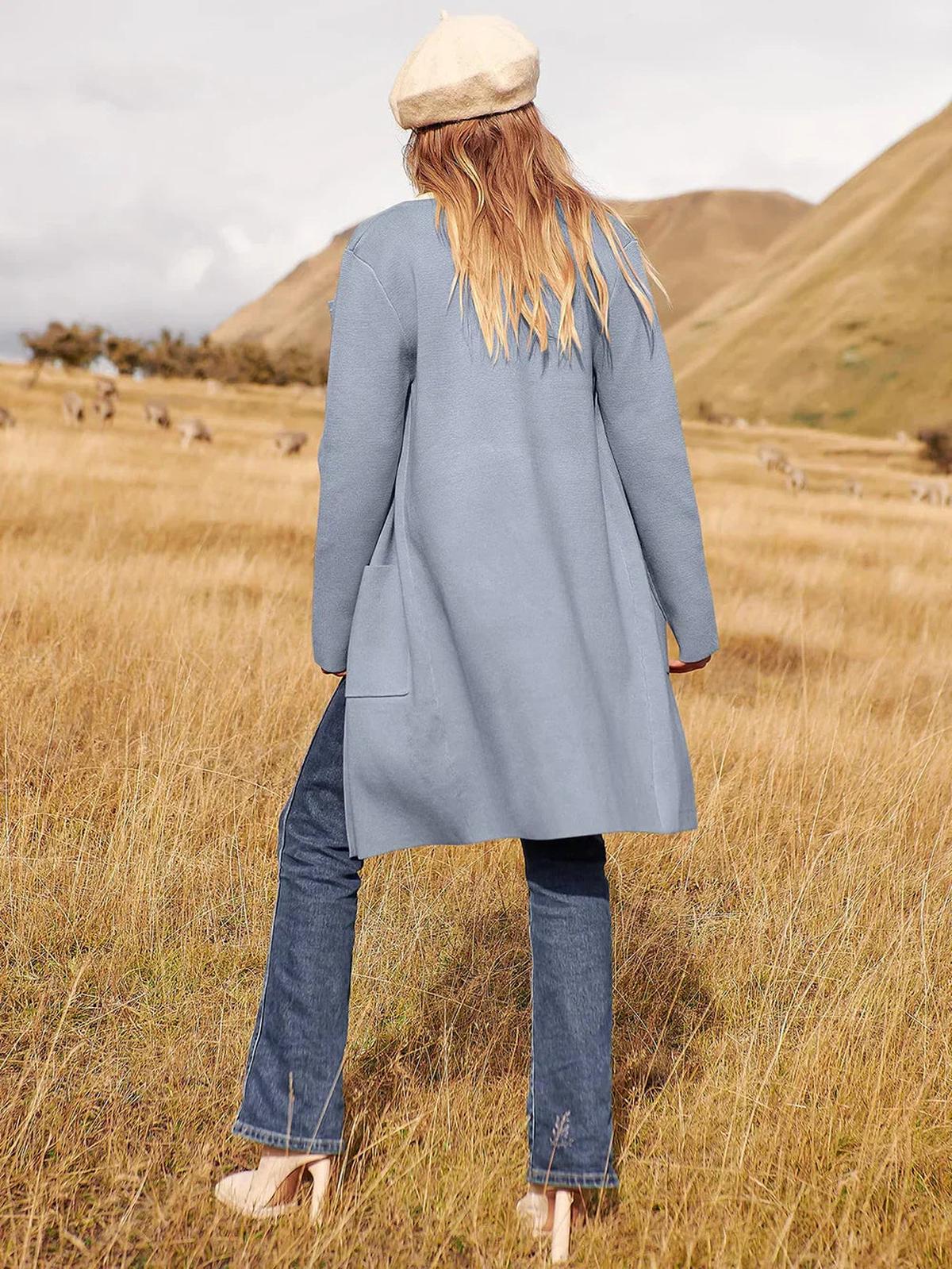 Wollen Mix Knielange Vest met Brede Revers