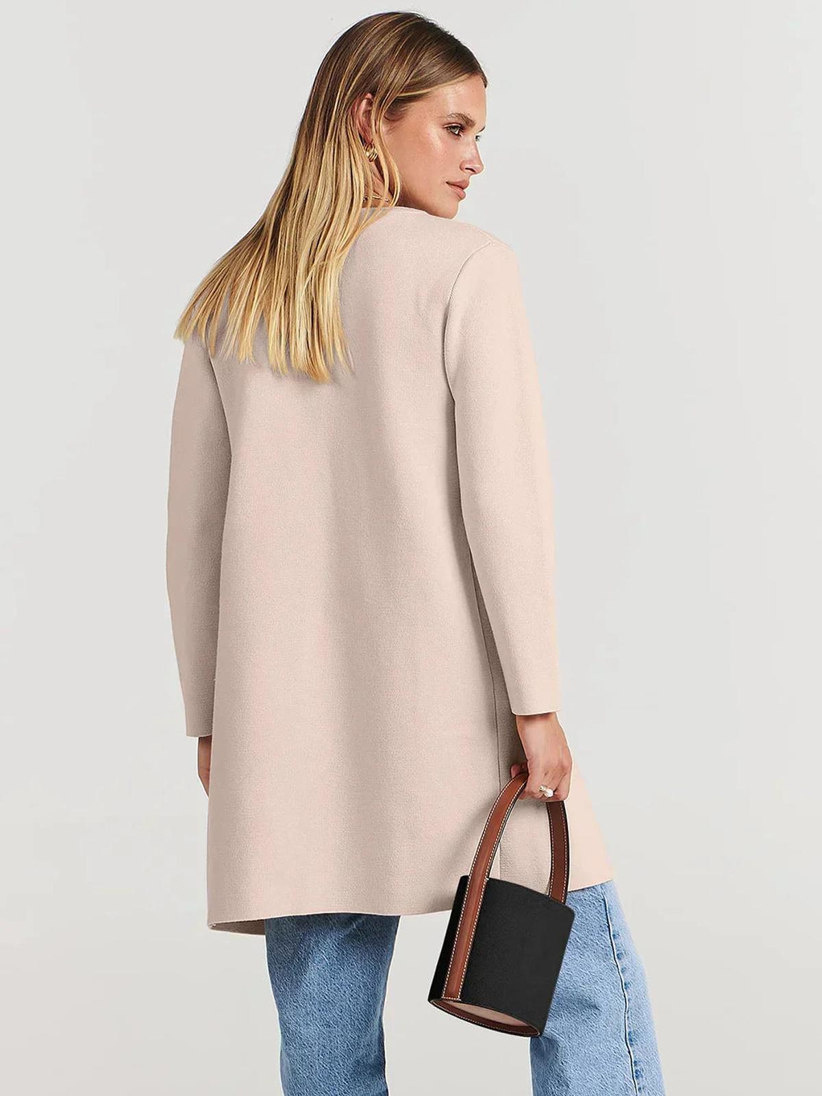 Wollen Mix Knielange Vest met Brede Revers