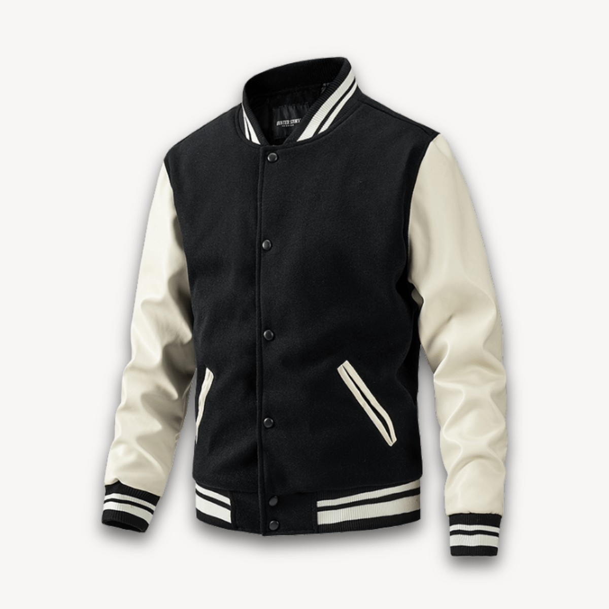 Wollen Varsity Jacket met Faux Leren Mouwen