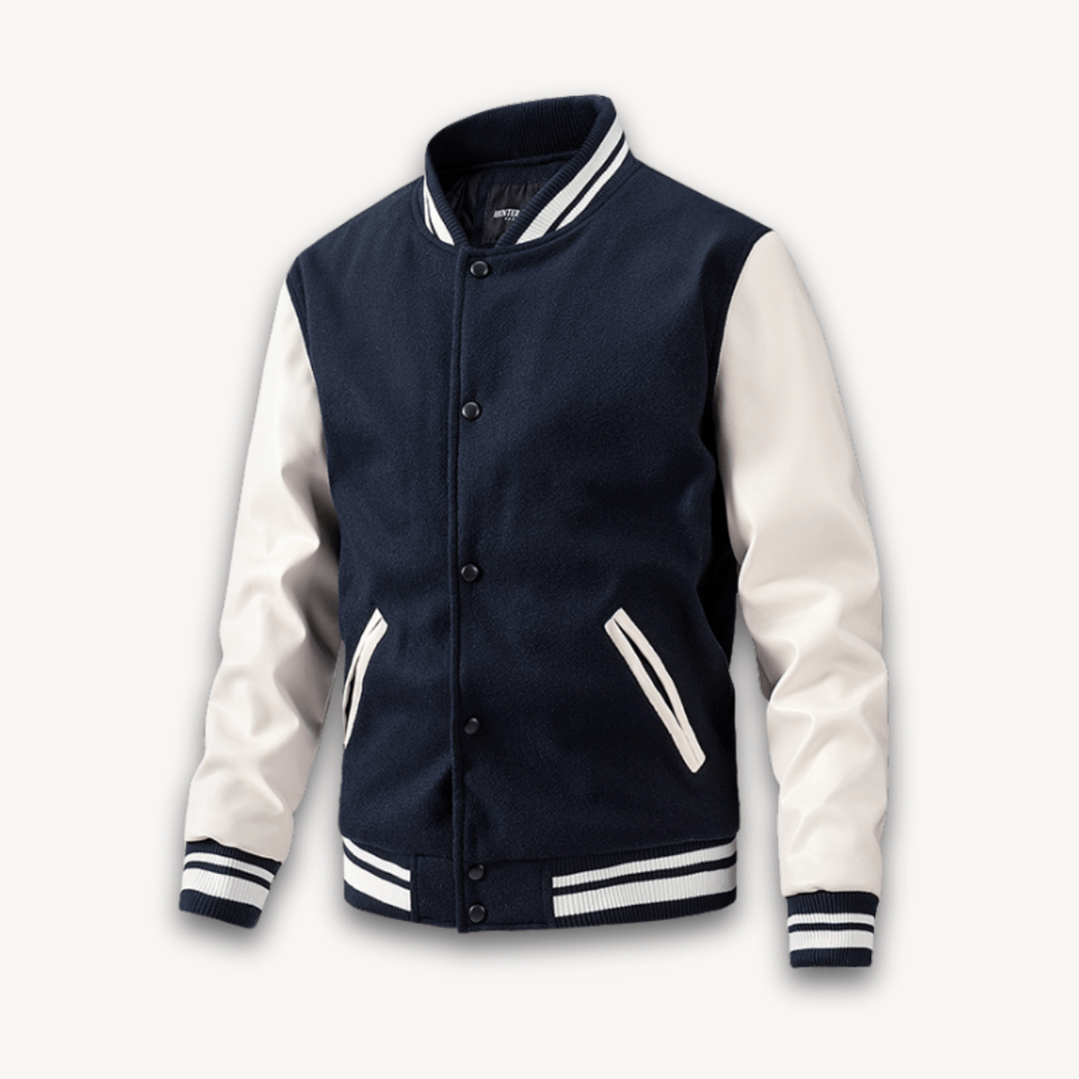 Wollen Varsity Jacket met Faux Leren Mouwen