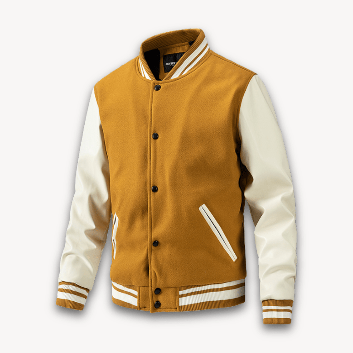 Wollen Varsity Jacket met Faux Leren Mouwen