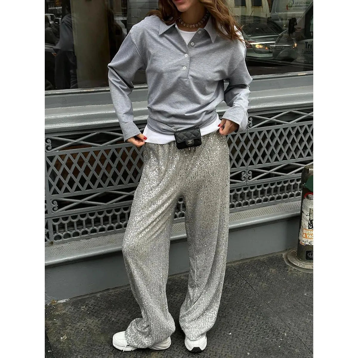 Zijden Paillettenbroek voor Feestelijke Gelegenheden