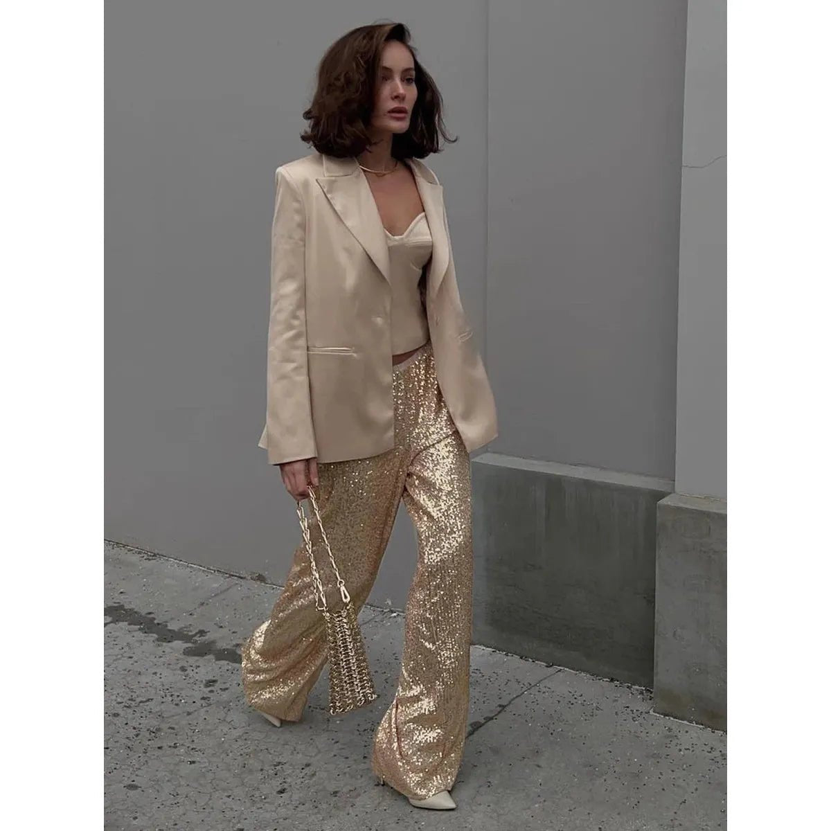 Zijden Paillettenbroek voor Feestelijke Gelegenheden