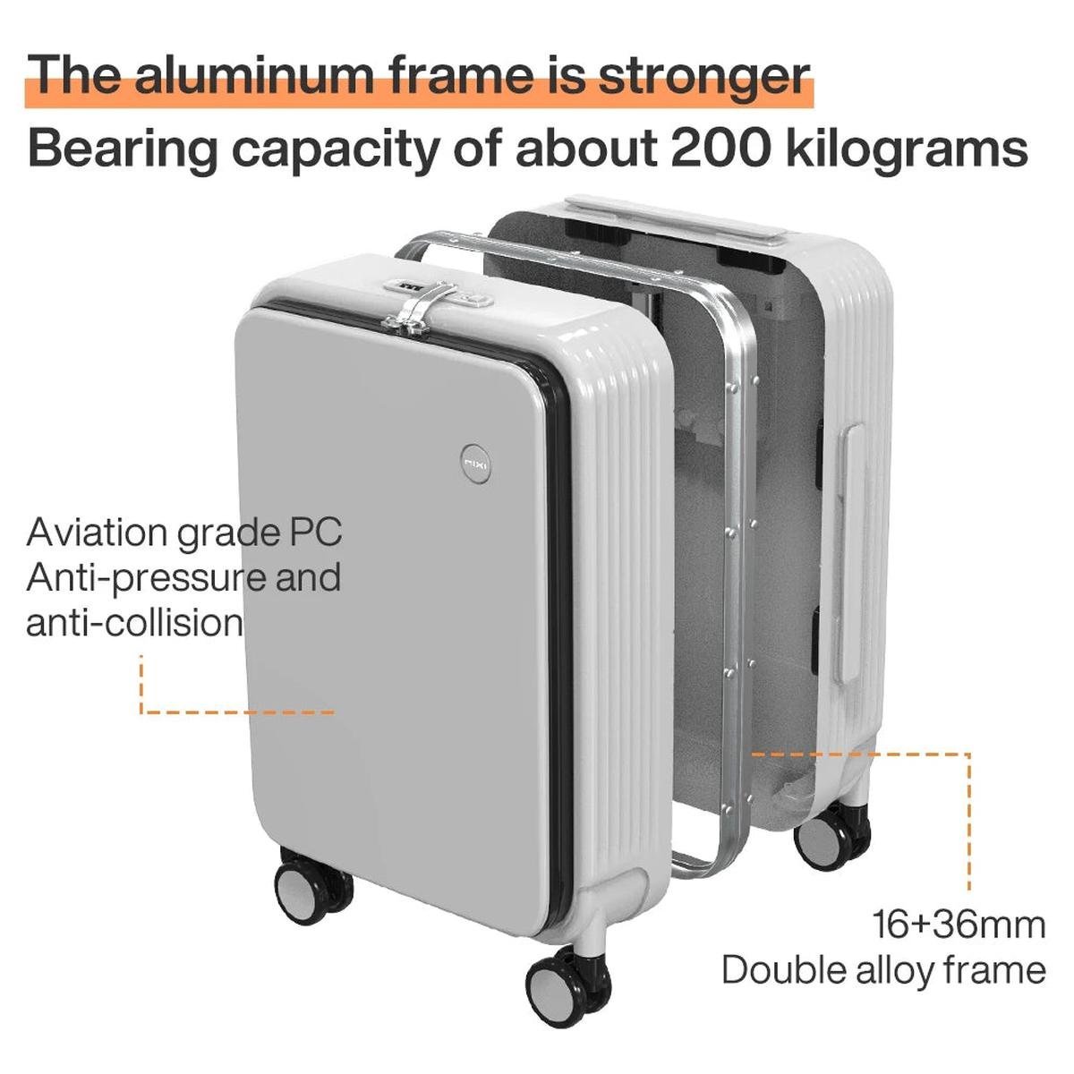 Aluminium Frame Hard Shell Koffer Met USB - Poort En Bekerhouder - Harlett