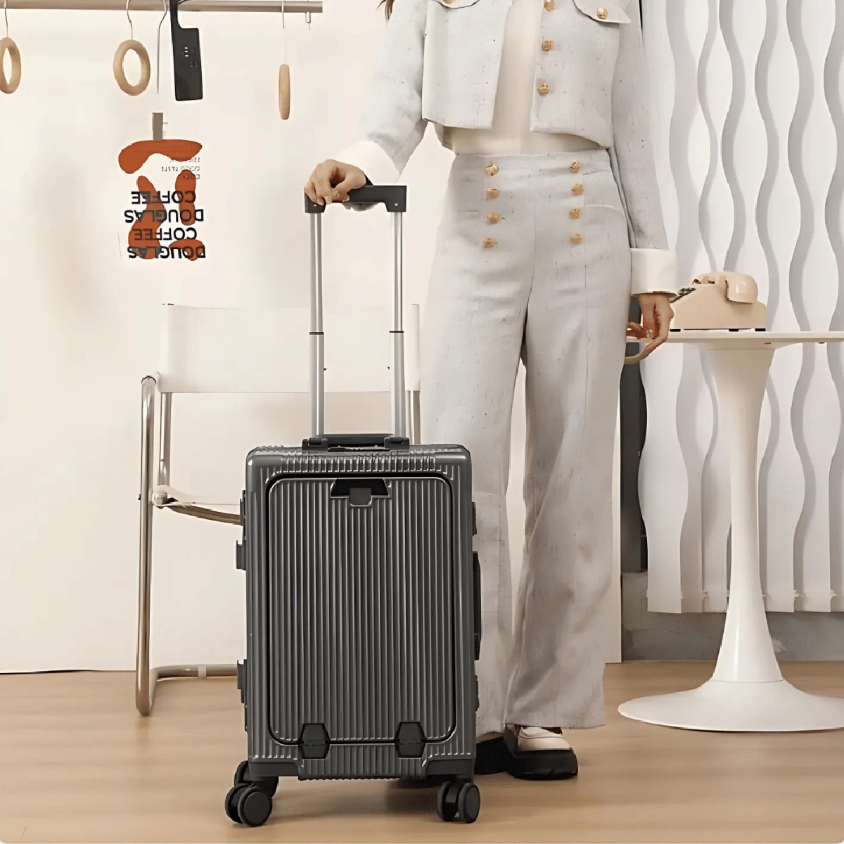 Aluminium Handbagagekoffer Met USB - poorten En 360° Spinner Wielen - Harlett