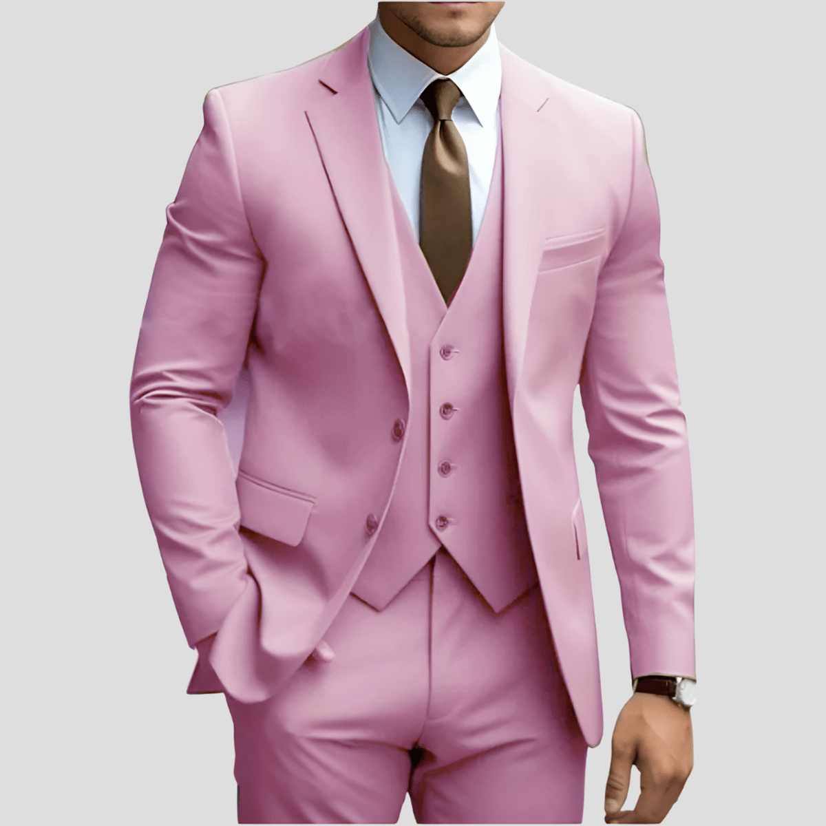 Beige Slim Fit Drie - Delig Pak Voor Mannen - Harlett