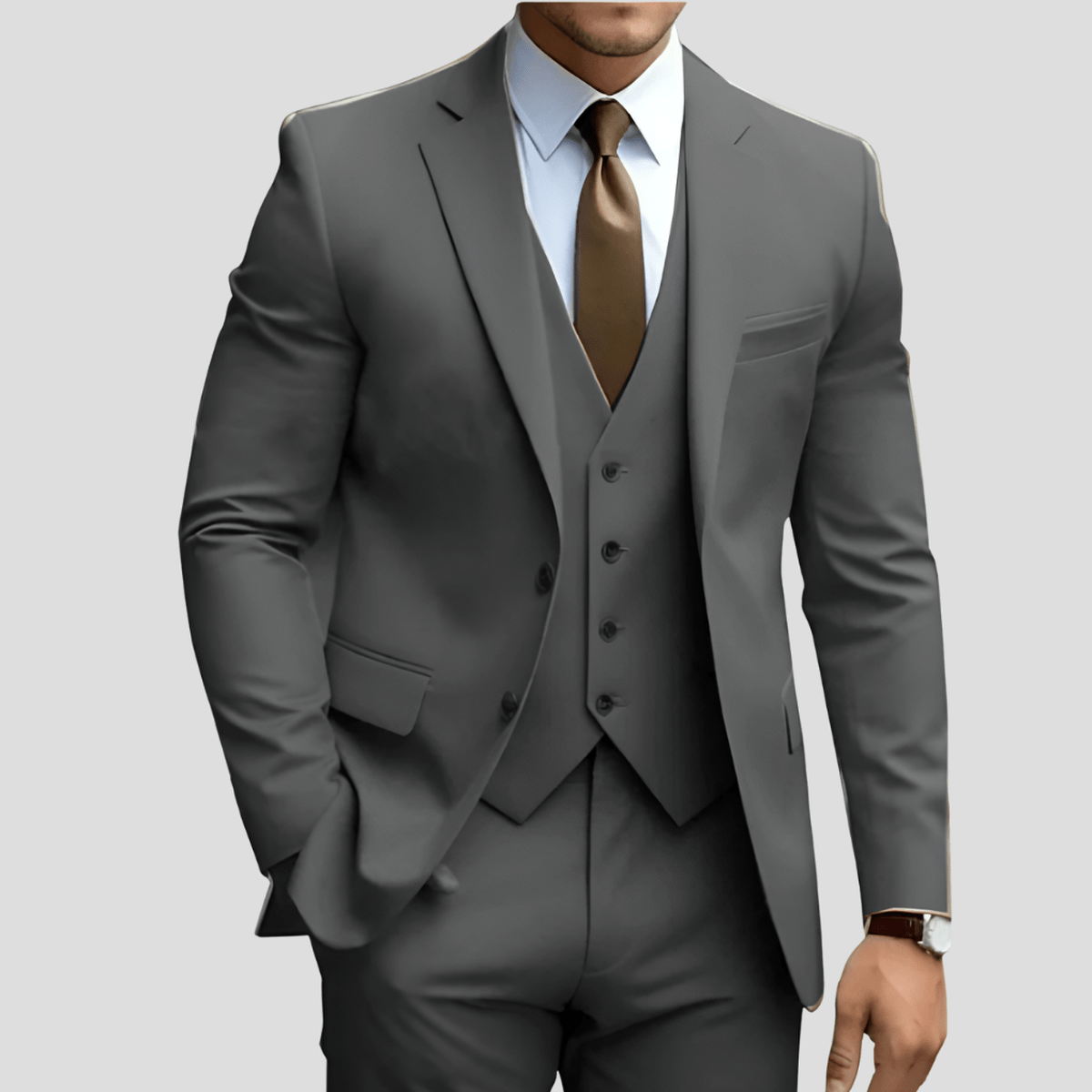 Beige Slim Fit Drie - Delig Pak Voor Mannen - Harlett