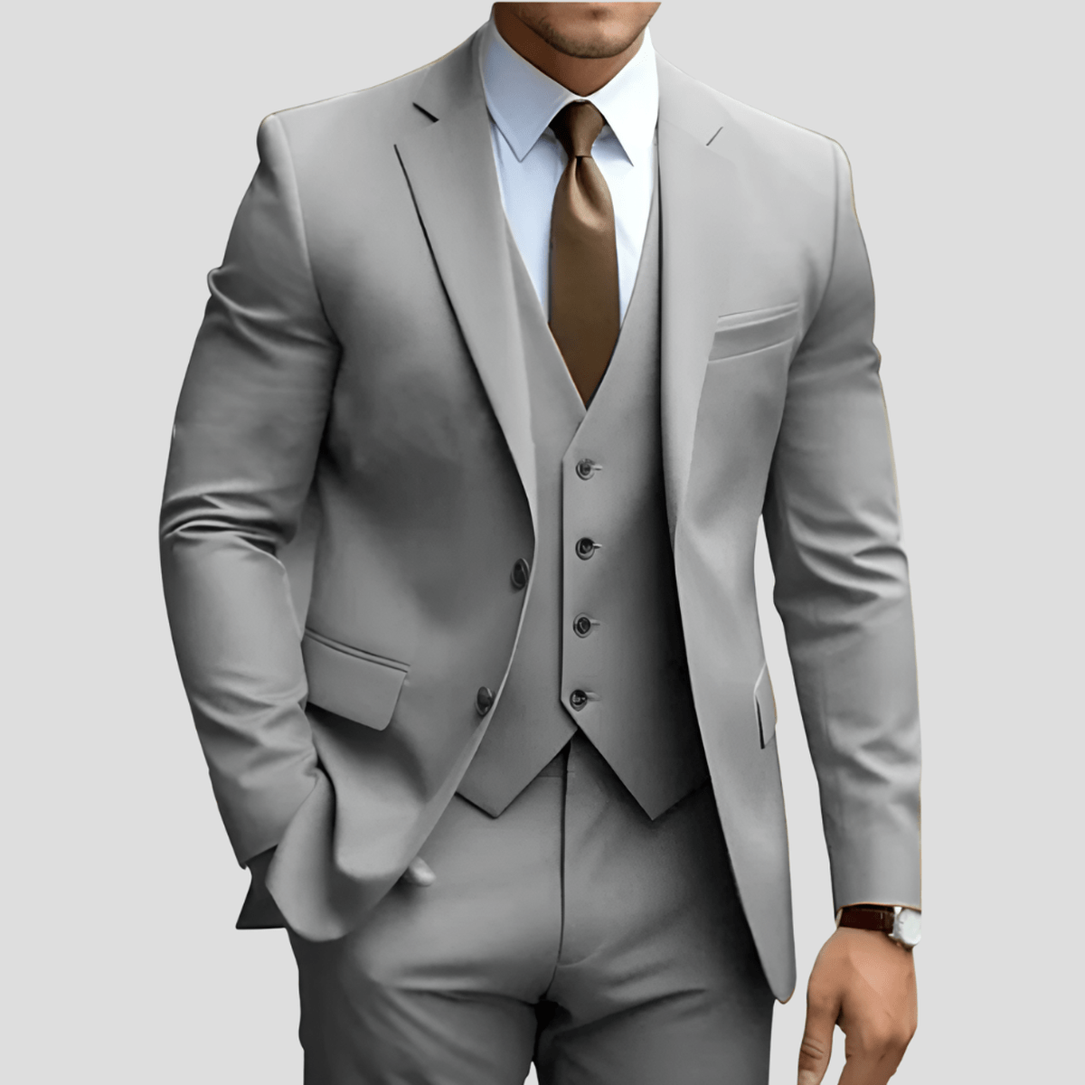 Beige Slim Fit Drie - Delig Pak Voor Mannen - Harlett