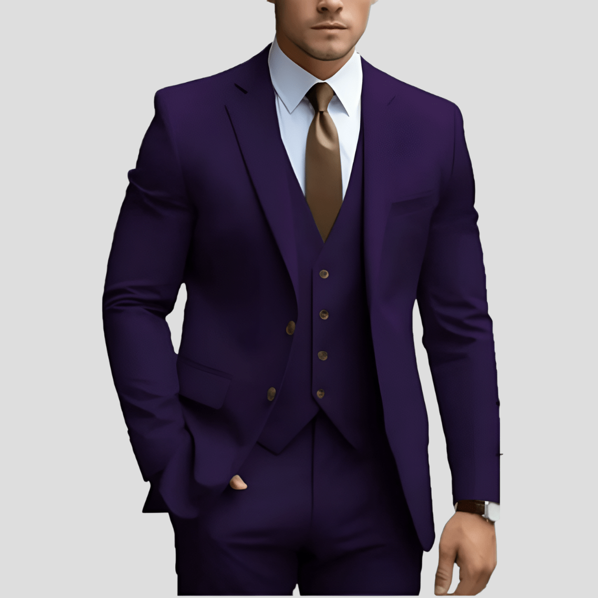 Beige Slim Fit Drie - Delig Pak Voor Mannen - Harlett
