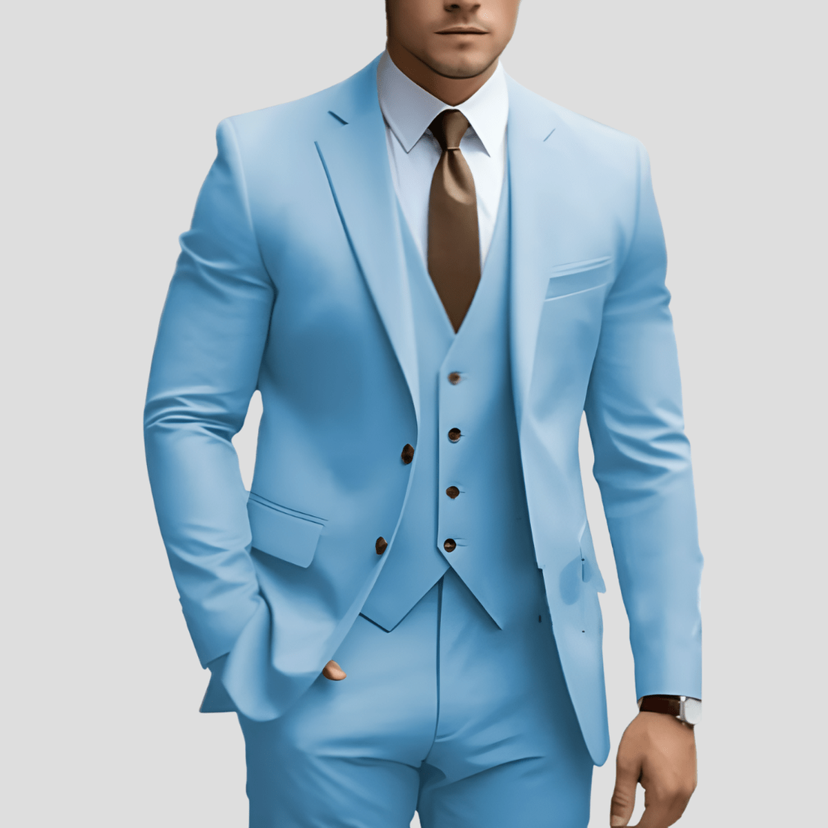 Beige Slim Fit Drie - Delig Pak Voor Mannen - Harlett