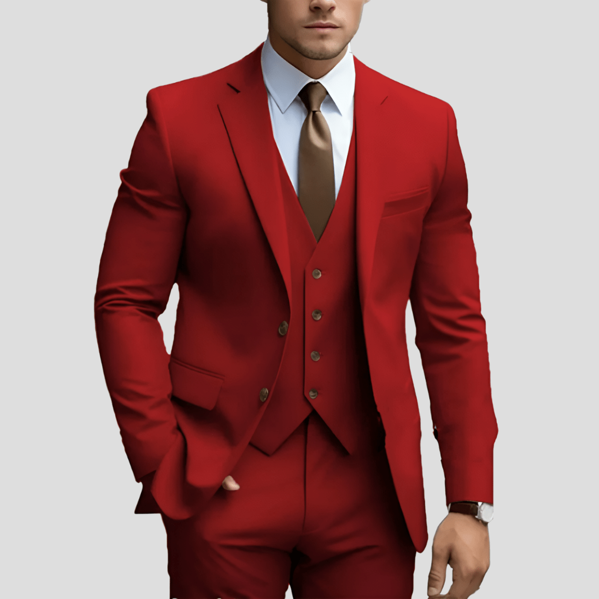 Beige Slim Fit Drie - Delig Pak Voor Mannen - Harlett