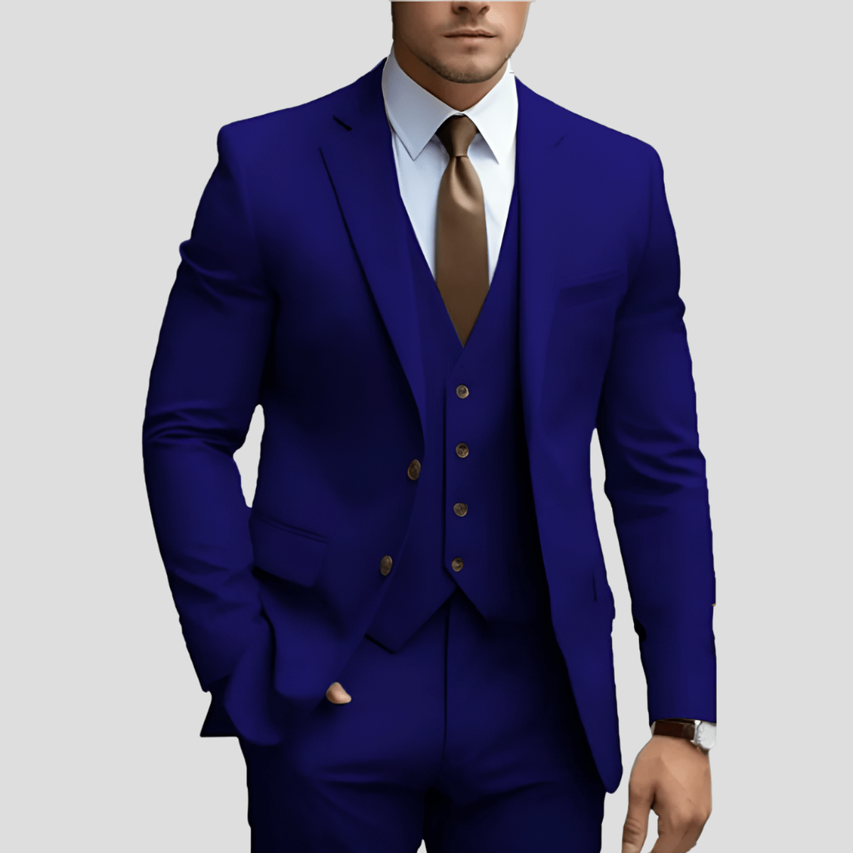 Beige Slim Fit Drie - Delig Pak Voor Mannen - Harlett
