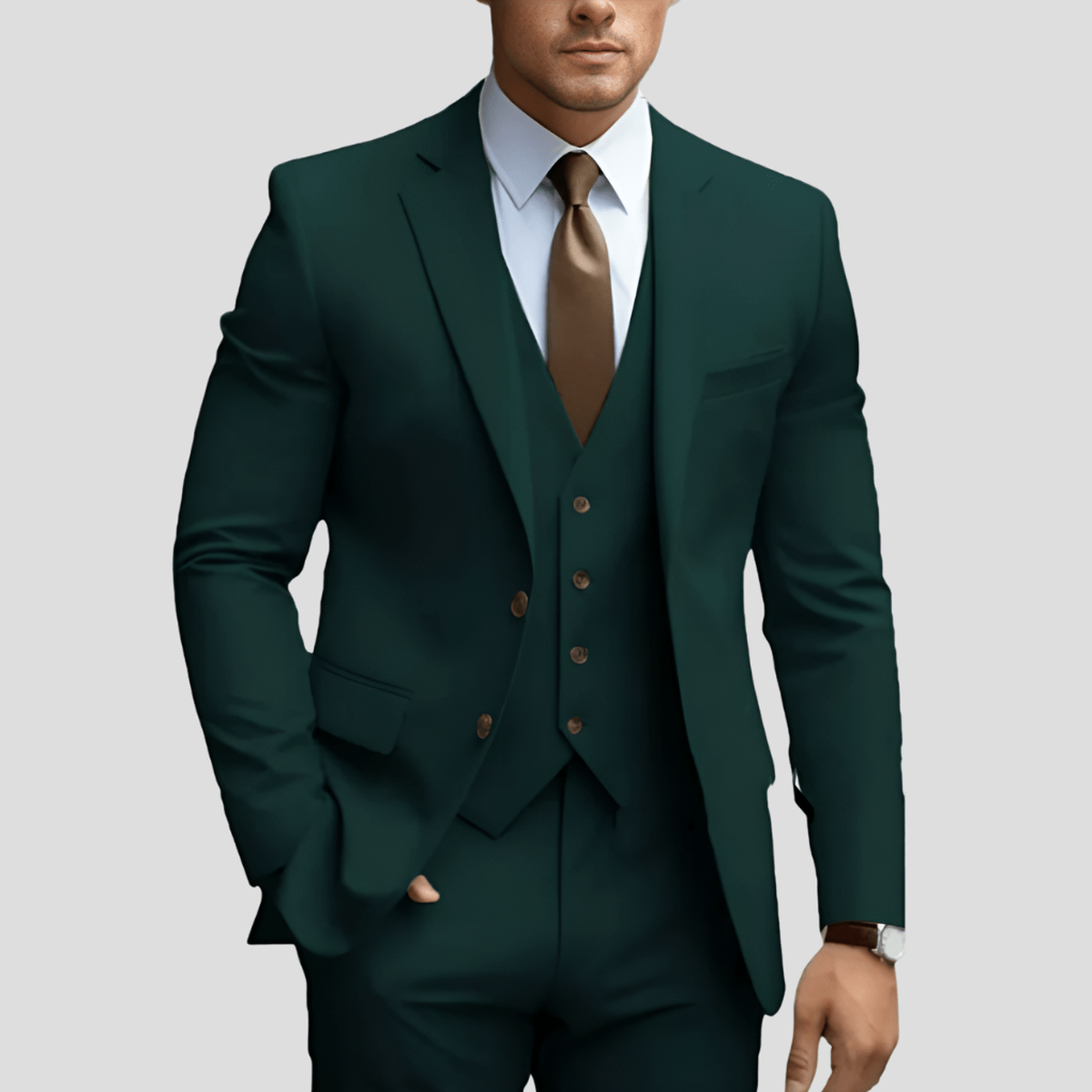 Beige Slim Fit Drie - Delig Pak Voor Mannen - Harlett