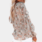 Bloemen V - hals Losse Blouse voor Dames - Harlett