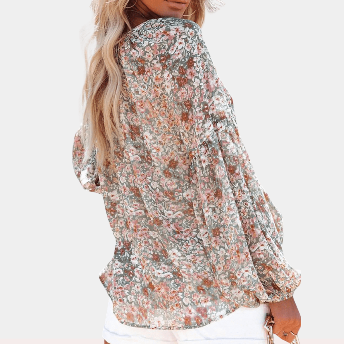 Bloemen V - hals Losse Blouse voor Dames - Harlett