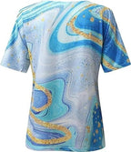 Boho Stijl V - Hals T-Shirt Voor Vrouwen Met Marmerpatronen - Harlett