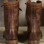Bruine Leren Veterschoenen Voor Vrouwen Met Nepbont Voering Voor Winterse Comfort - Harlett
