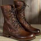 Bruine Leren Veterschoenen Voor Vrouwen Met Nepbont Voering Voor Winterse Comfort - Harlett