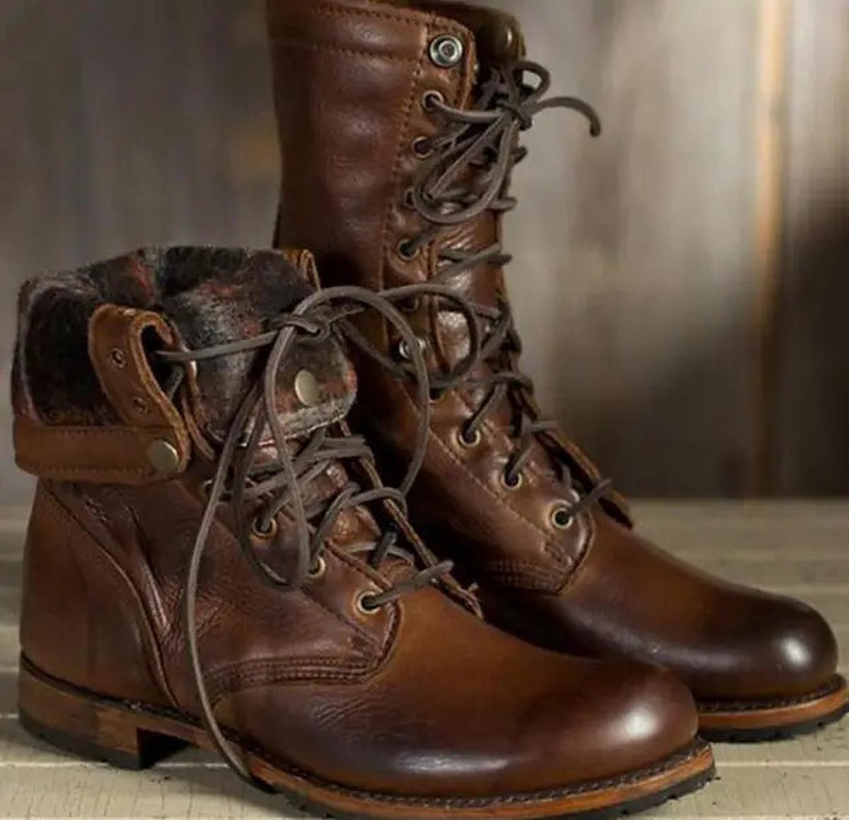 Bruine Leren Veterschoenen Voor Vrouwen Met Nepbont Voering Voor Winterse Comfort - Harlett
