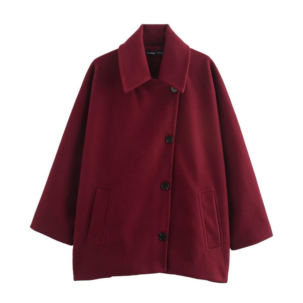 Chic Oversized Wollen Jas met Knoopsluiting - Harlett