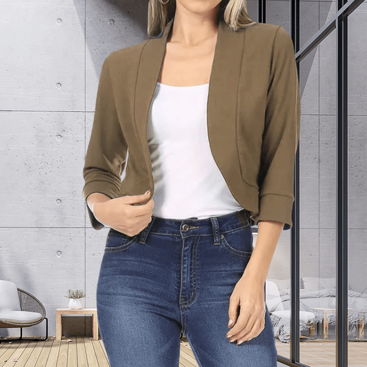 Cropped Damesblazer Voor Kantoor En Vrije Tijd - Figuurvriendelijke Pasvorm - Harlett