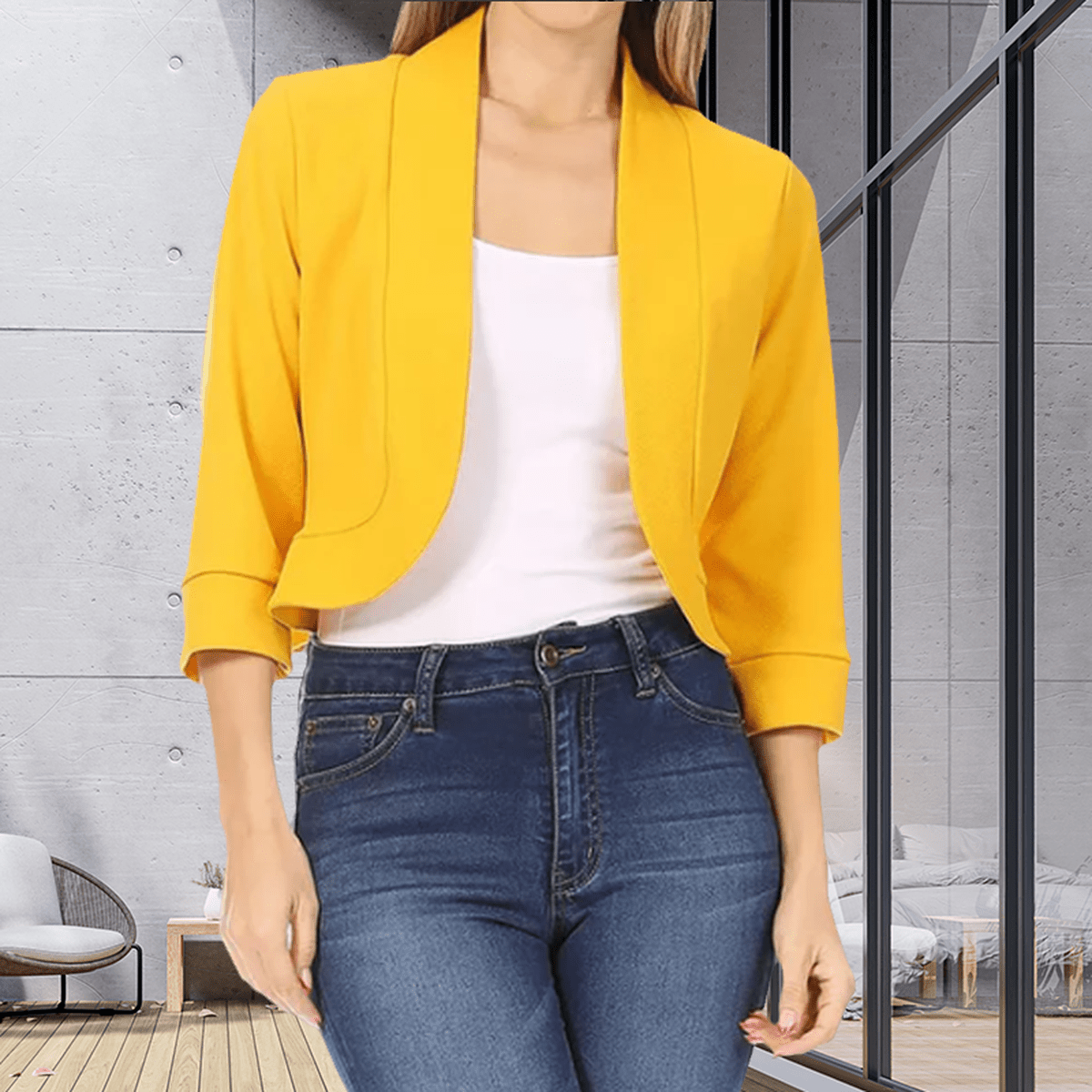 Cropped Damesblazer Voor Kantoor En Vrije Tijd - Figuurvriendelijke Pasvorm - Harlett