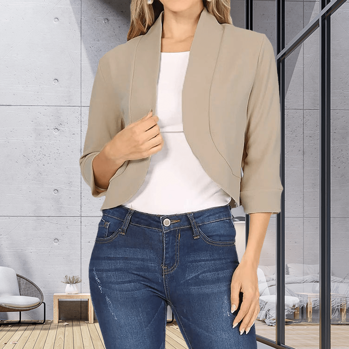 Cropped Damesblazer Voor Kantoor En Vrije Tijd - Figuurvriendelijke Pasvorm - Harlett