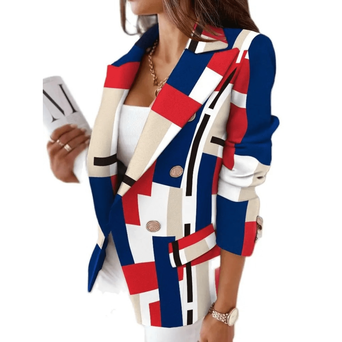 Dames Blazer Met Turnover Kraag - Elegante Op Maat Gemaakte Jacket - Harlett