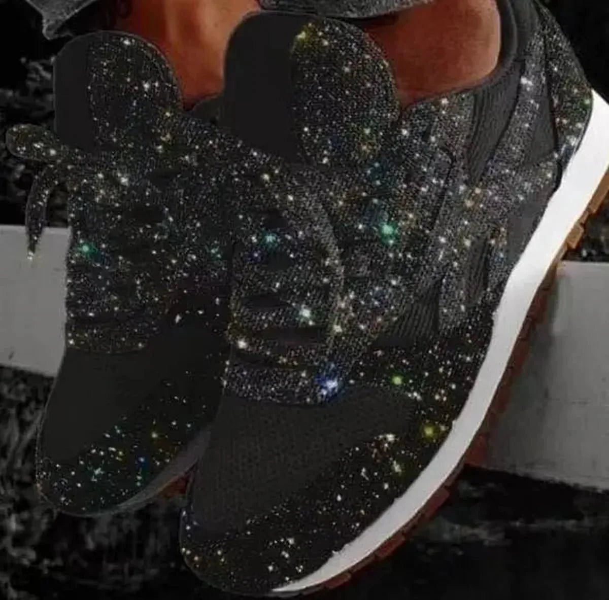 Dames Glitter Platform Chunky Sneakers - Harlett