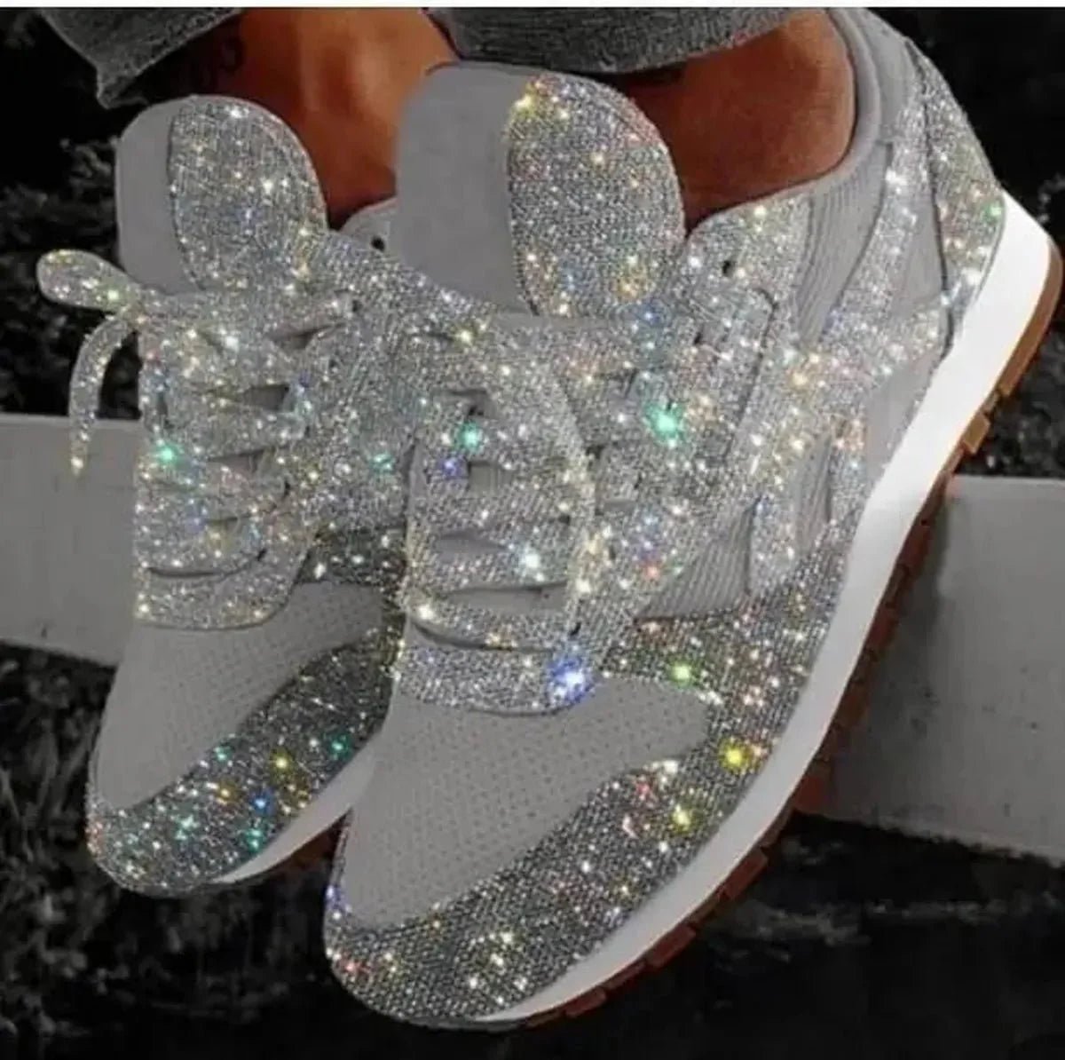 Dames Glitter Platform Chunky Sneakers - Harlett