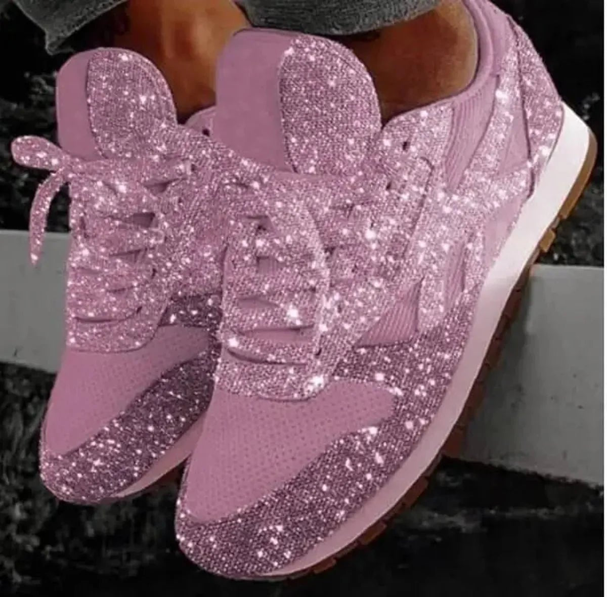 Dames Glitter Platform Chunky Sneakers - Harlett
