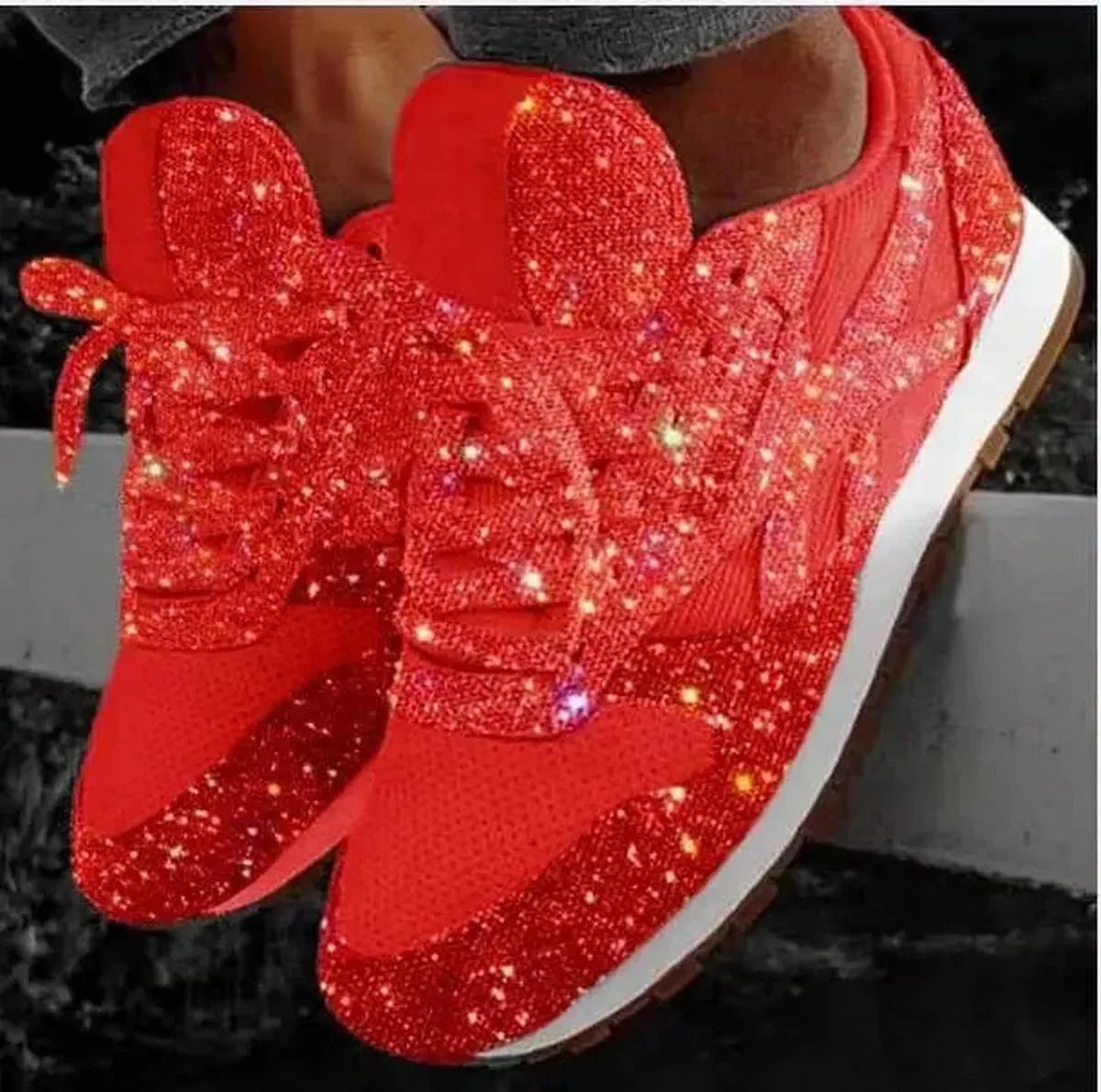 Dames Glitter Platform Chunky Sneakers - Harlett