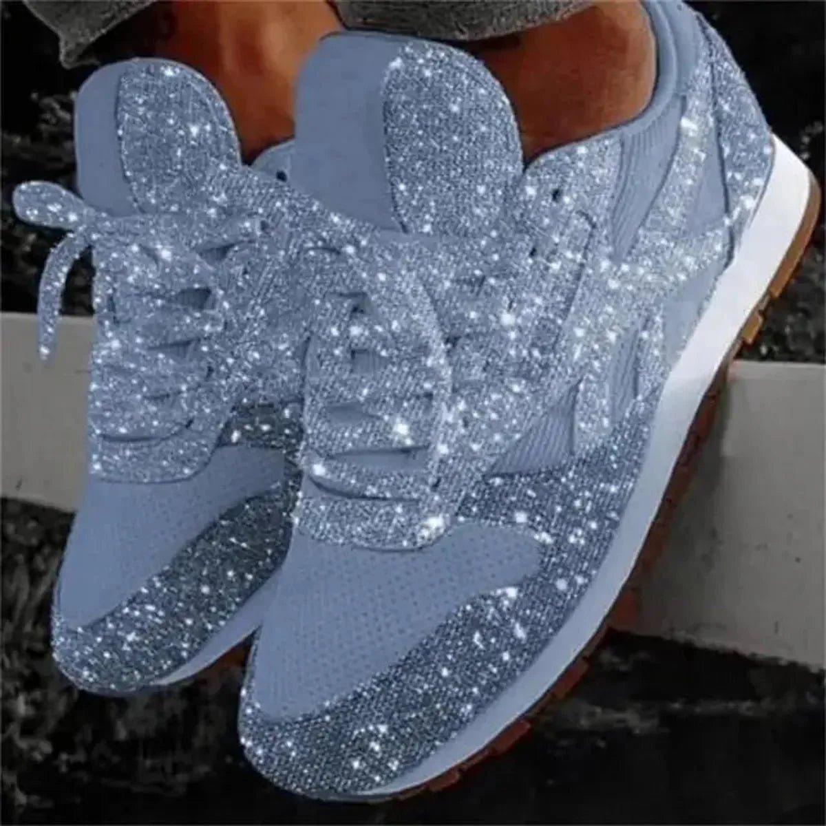 Dames Glitter Platform Chunky Sneakers - Harlett