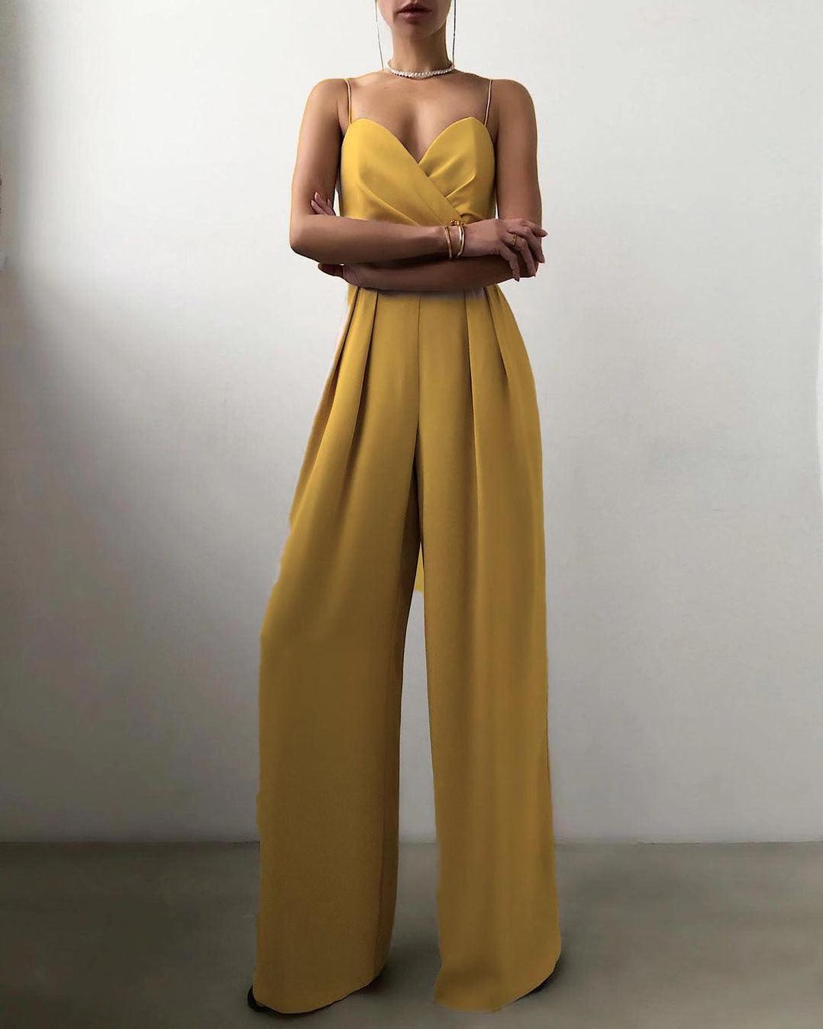 Dames Hoge Taille Spaghettiband Jumpsuit - Harlett