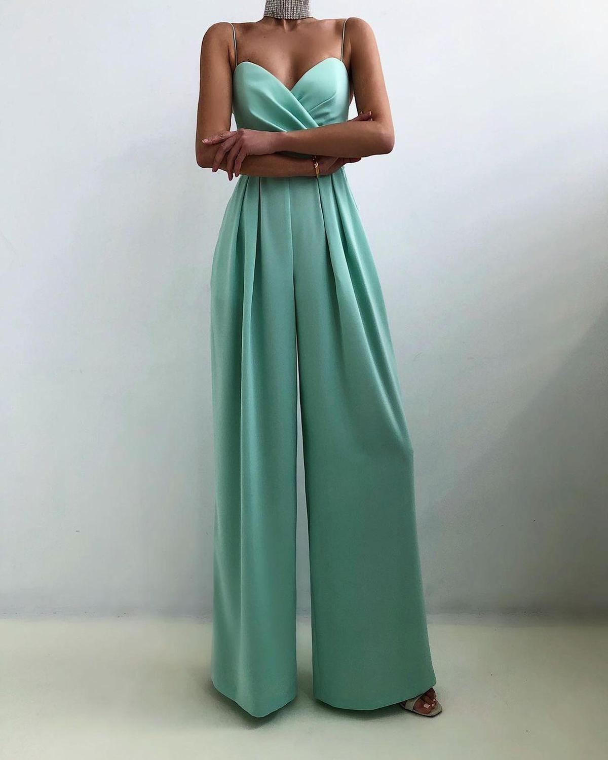 Dames Hoge Taille Spaghettiband Jumpsuit - Harlett