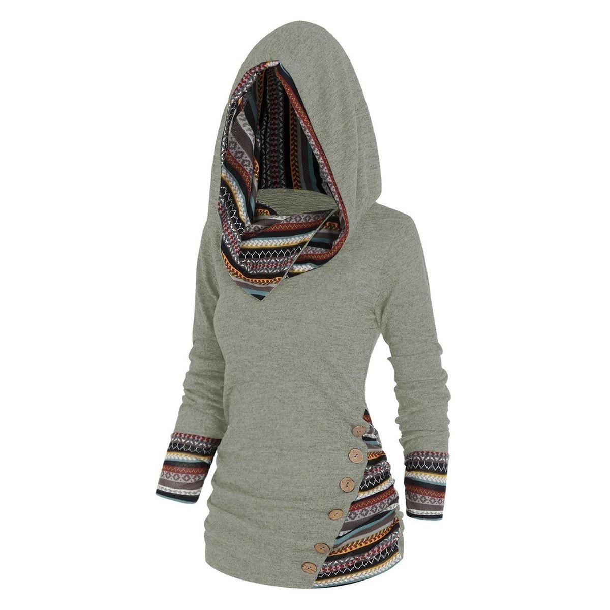 Dames Hoodie Met Tribal Patroon Comfortabele Stijl - Harlett