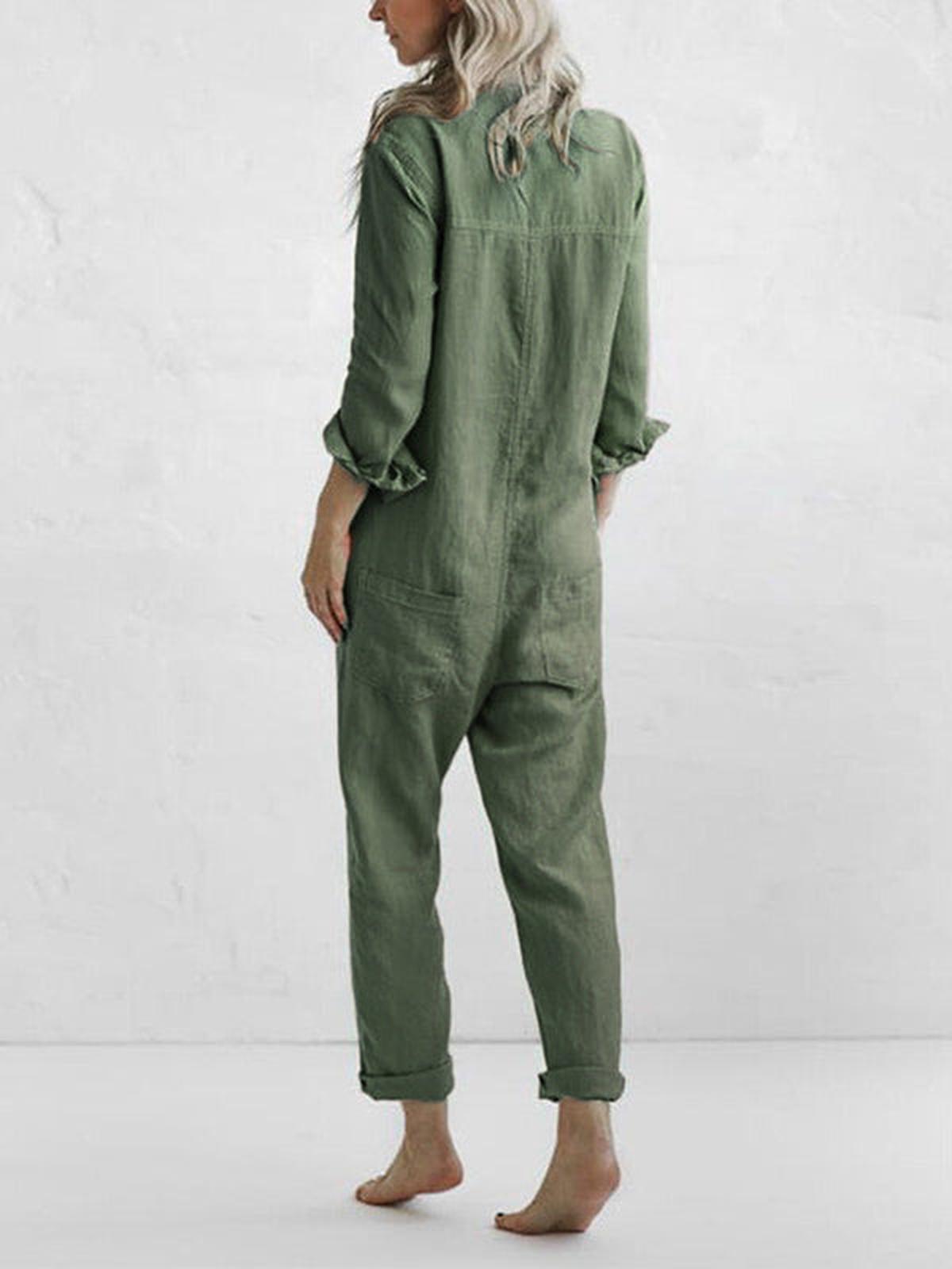 Dames Jumpsuit met Ontspannen Pasvorm en Knopsluiting - Harlett