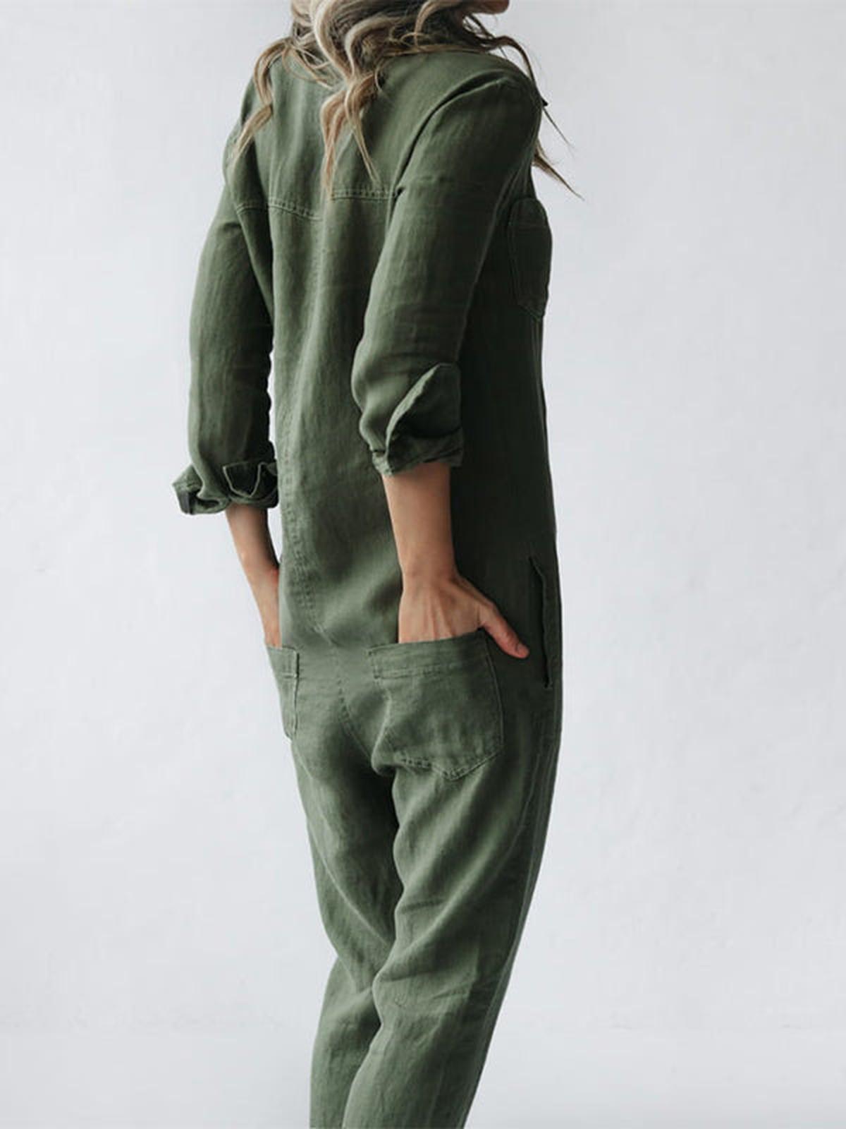 Dames Jumpsuit met Ontspannen Pasvorm en Knopsluiting - Harlett