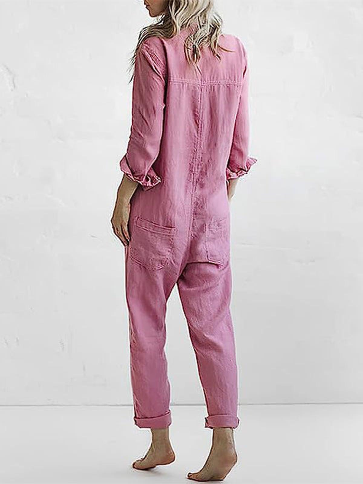 Dames Jumpsuit met Ontspannen Pasvorm en Knopsluiting - Harlett